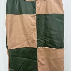 New York & Company Green and Tan Pencil Skirt